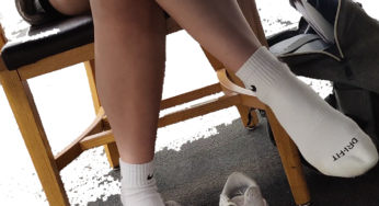 White Dri-fit Socks out of White and Pink Nikes