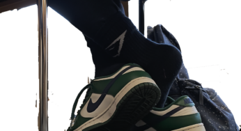 Black Sock Shoeplay with White and Green Nikes