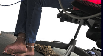 Ebony Barefoot out of Leopard Crocs Day 2