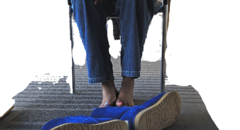 Ebony Blue and Red Toes out of Blue Uggs