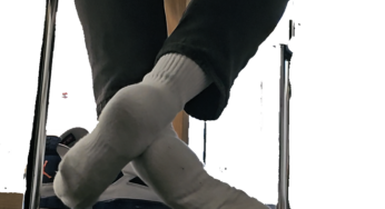 Ebony White Socks out of White and Blue Jordan 4s