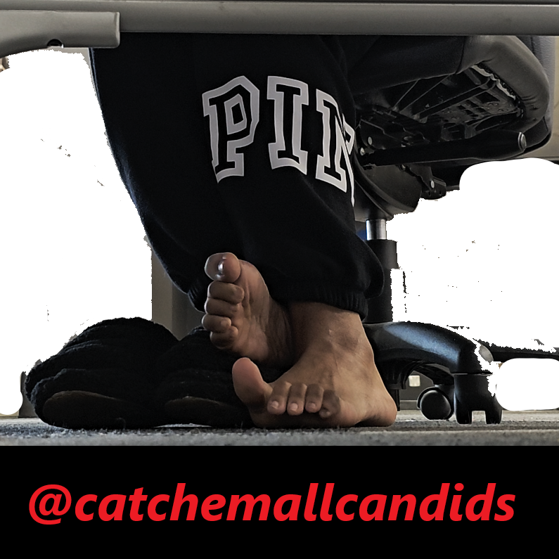 Ebony Barefoot out of Black Furry Slides