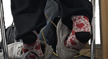 Latina Shoeplay in Worn Reeboks with Heart Socks