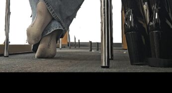 Asian Dirty White Socks out of Black Boots