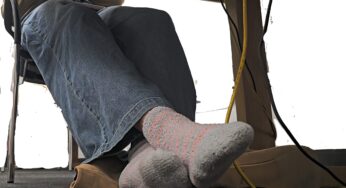 Ebony Dirty Fuzzy Socks out of Leather Boots