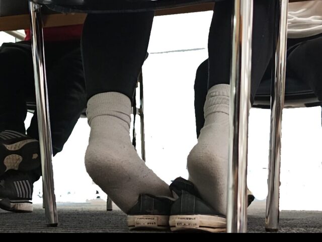 Latina White Socks out of High Top Converse