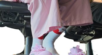 Ebony Pink Fila Shoeplay in Long White Socks