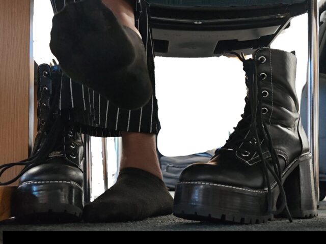 Ebony Black Socks out of Black Platform Boots