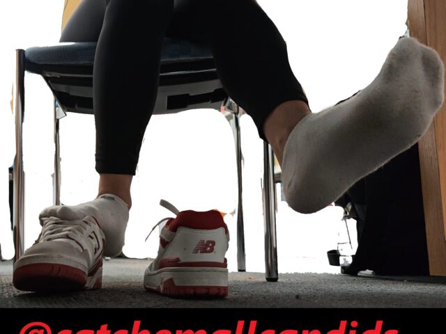 White Adidas Socks out of Red and White New Balance 550s